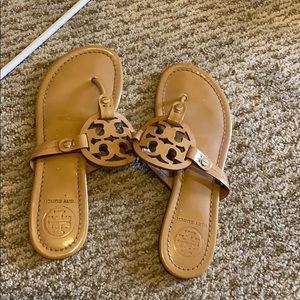 Brown shiny Tory Burch sandals